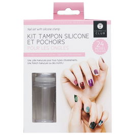 Cosmetic Club Kit Plantillas Uñas con Tampón y 24 Motivos para Estampar