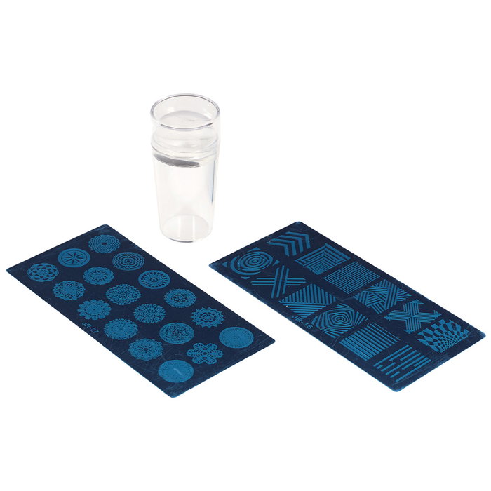 Cosmetic Club Kit Plantillas Uñas con Tampón y 24 Motivos para Estampar