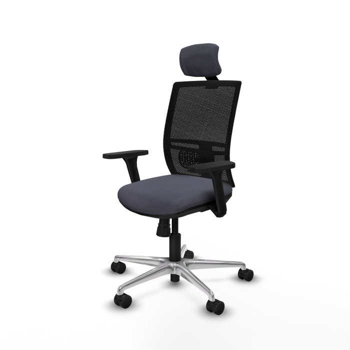 PIQUERAS Y CRESPO Silla de oficina Yunquera con mecanismo Sincro, Gris oscuro y Negro