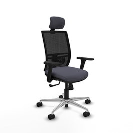 PIQUERAS Y CRESPO Silla de oficina Yunquera con mecanismo Sincro, Gris oscuro y Negro