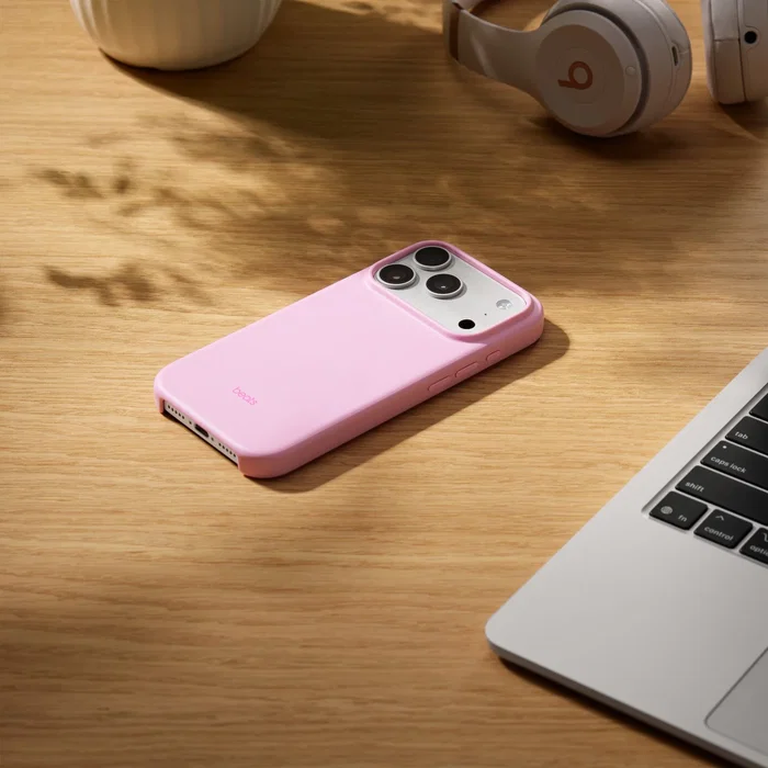 Apple MGKF4LL/A Funda para iPhone 17 Pro con MagSafe y Control de Cámara, Resistente a Caídas y Arañazos, Color Pebble Pink Rosa