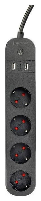 Gembird TSL-PS-S4U-01 Regleta Inteligente de 4 Tomas con Puertos USB Gembird TSL-PS-S4U-01 Regleta Inteligente de 4 Tomas con Puertos USB