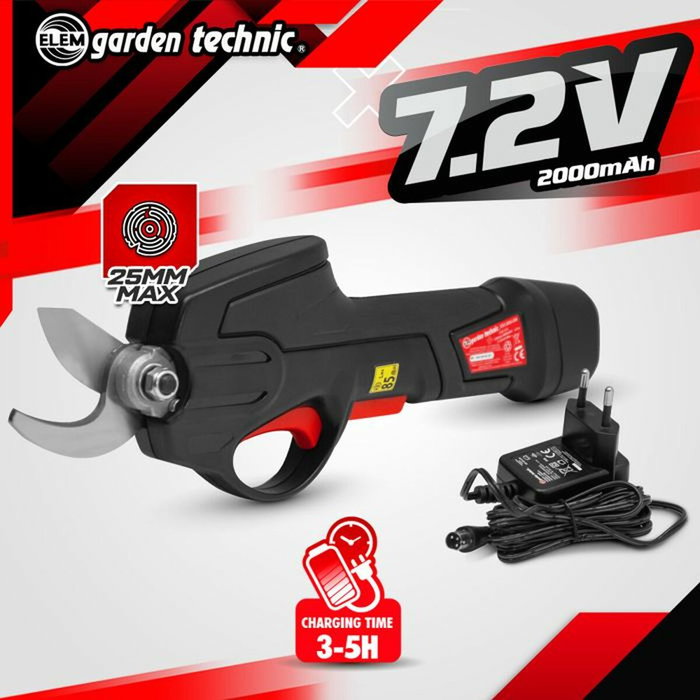 Elem Tijeras de podar recargables de litio de 7,2 V con batería integrada y cargador