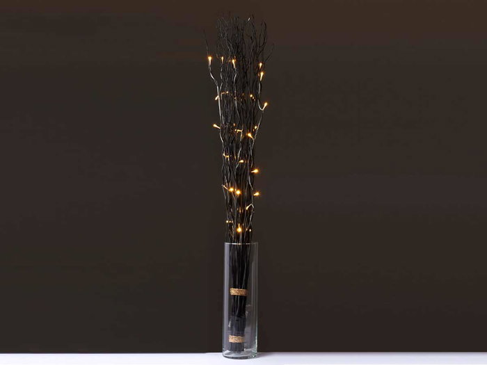 Giftdecor Ramillete de Varas Negro con 30 Leds 120 cm (Set de 8)
