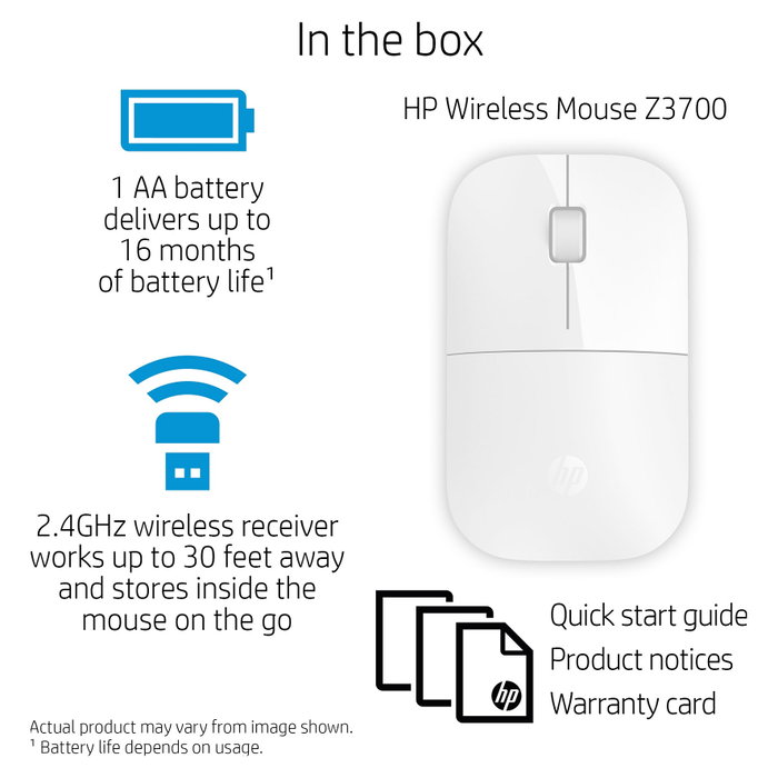 HP Ratón inalámbrico Z3700 Blanco