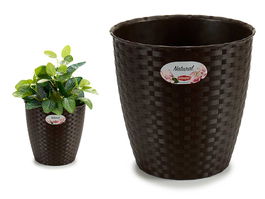 Stefanplast Maceta Natural Inter Exterior 24 cm Diámetro Chocolate 24x22x24 cm (Set de 6)