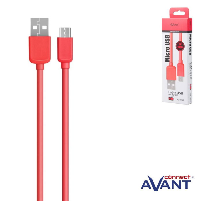 AVANT CONNECT Cable Micro USB a USB de 1 Metro, Carga Rápida 2A, Blanco
