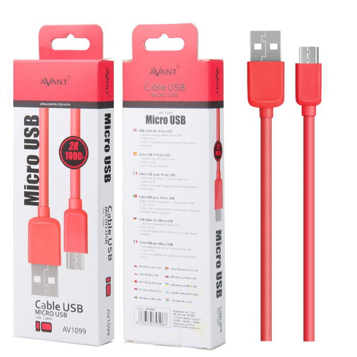 AVANT CONNECT Cable Micro USB a USB de 1 Metro, Carga Rápida 2A, Blanco