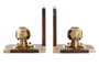 DKD Home Decor Set de 2 Sujetalibros de Latón y Sheesham Escafandra