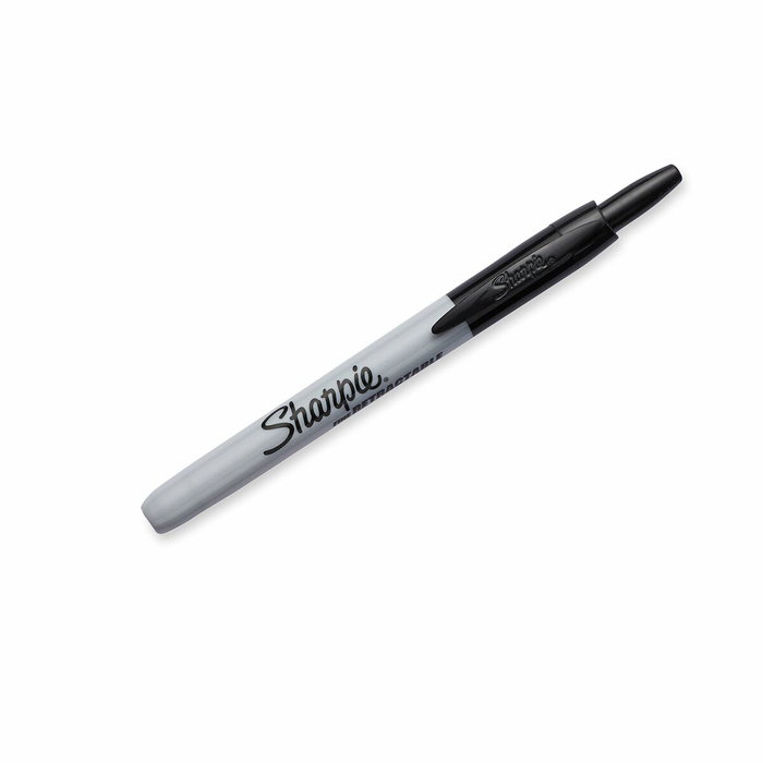 Sharpie Marcador Permanente Retráctil Fine Punta Redonda 0.9mm Negro Caja 12 Ud