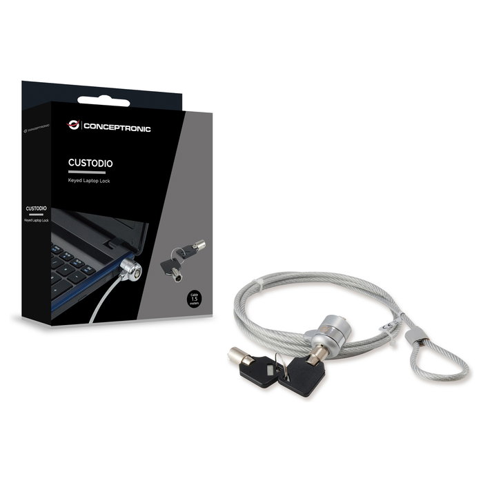 Conceptronic Cable de seguridad con llave 1,5 m Negro/Gris Conceptronic Cable de seguridad con llave 1,5 m Negro/Gris