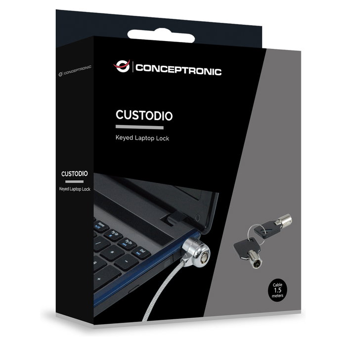 Conceptronic Cable de seguridad con llave 1,5 m Negro/Gris Conceptronic Cable de seguridad con llave 1,5 m Negro/Gris