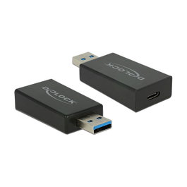 DeLOCK 65689 Adaptador USB 3.1 Gen 2 Tipo A Macho a USB Tipo C Hembra, 10 Gbps, Negro