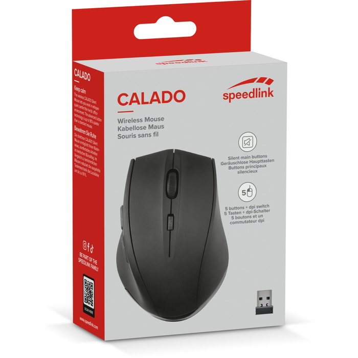 Speedlink CALADO Silent Mouse Wireless USB, Rubber-Black Speedlink CALADO Silent Mouse Wireless USB, Rubber-Black
