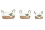 DKD Home Decor Set de 3 Cestas de Fibra y Algodón Blanco, Verde y Natural