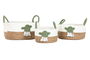 DKD Home Decor Cesta Boho Blanco Verde Fibra Algodon 30 x 30 x 15 cm Set de 3 Piezas