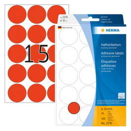 HERMA Etiquetas de identificación de color rojo brillante Ø 32,0 mm