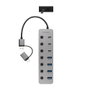 Nanocable Hub USB 3.0 con conector intercambiable USB-A/C, 4xUSB-A, 3xUSB-C y puerto de alimentación