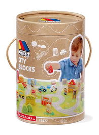 Molto Bloques de Madera Tematica Ciudad con Contenedor, 26x17.5x17.5 cm, Juguete Educativo para Niños de 1 a 99 Años, Español/Inglés