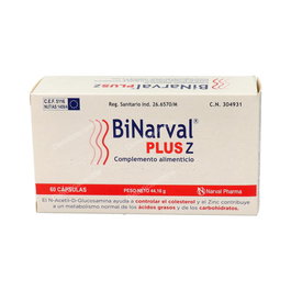 NARVAL PHARMA, S.A. Binarval Plus Z 60 Cápsulas Complemento Alimenticio Fibra Vitamina C Zinc