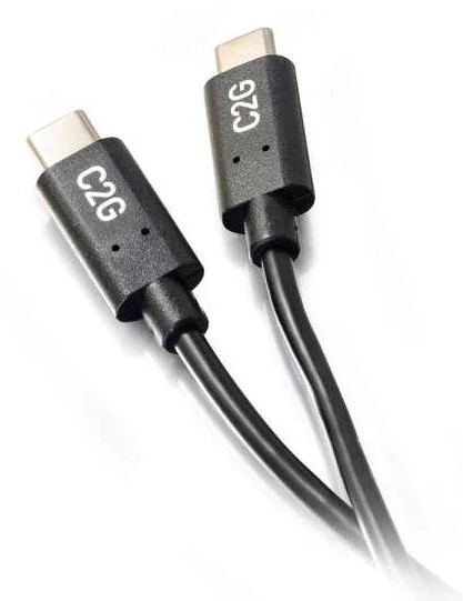 C2G Cable USB Tipo C Macho a Macho USB 2.0 (C-C), 1.8m (6ft), 3A, Hasta 480 Mbps, Reversible, Negro - 88826