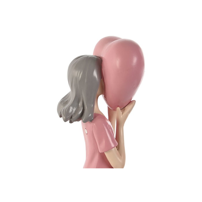 DKD Home Decor Figura Resina Chica Corazón Rosa y Malva