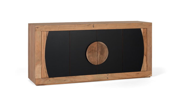 GINER Y COLOMER Aparador de Madera de Acacia con 4 Puertas - Natural y Negro