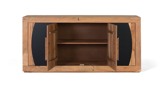 GINER Y COLOMER Aparador de Madera de Acacia con 4 Puertas - Natural y Negro