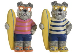 DKD Home Decor Figura Mediterráneo Perro de Resina con LED, Set de 2 Piezas Decorativas Multicolor, 16.5 x 42 x 29.5 cm