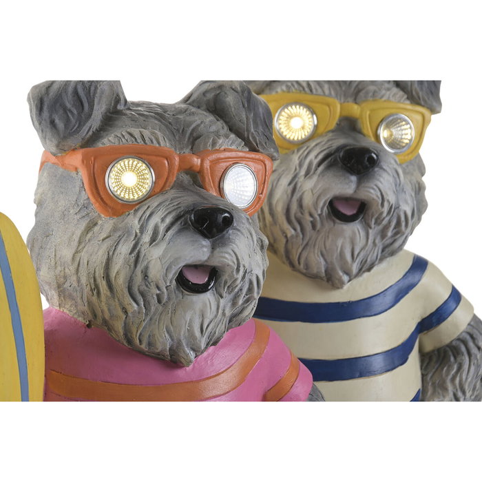 DKD Home Decor Set de 2 Figuras de Perro con LED Multicolor