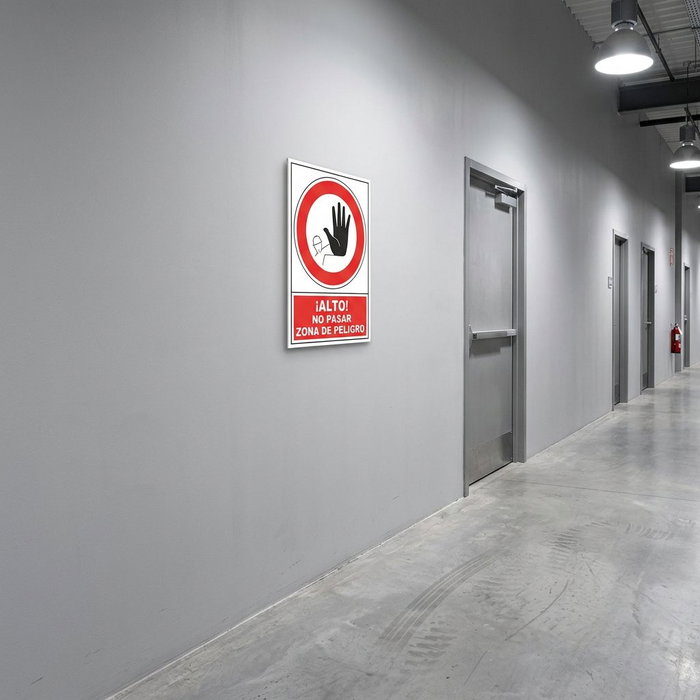 DUVER Señal de prohibición en plástico 490x345 mm ¡ALTO! NO PASAR ZONA DE PELIGRO DUVER Señal de prohibición en plástico 490x345 mm ¡ALTO! NO PASAR ZONA DE PELIGRO