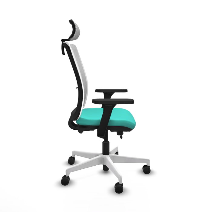 PIQUERAS Y CRESPO Silla de oficina Haches con mecanismo Sincro/Traslack, Turquesa y Blanco
