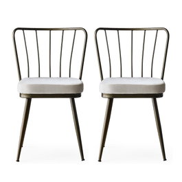 Hanah Home 985 V2 Juego de Sillas de Terciopelo Visón (2 Piezas) para Comedor o Salón, Altura Asiento 50 cm, 175 kg