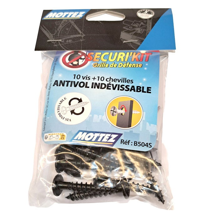 Mottez Kit montaje barras de seguridad con 10 tornillos de acero negros y 10 tacos