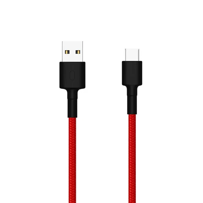 Xiaomi SJV4110GL Cable USB de 1 metro, Conector USB-A Macho a USB-C Macho, Color Negro y Rojo