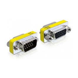 DeLOCK Adaptador de Cable VGA D-Sub 65250, VGA Macho a VGA Hembra, Negro/Plata/Amarillo