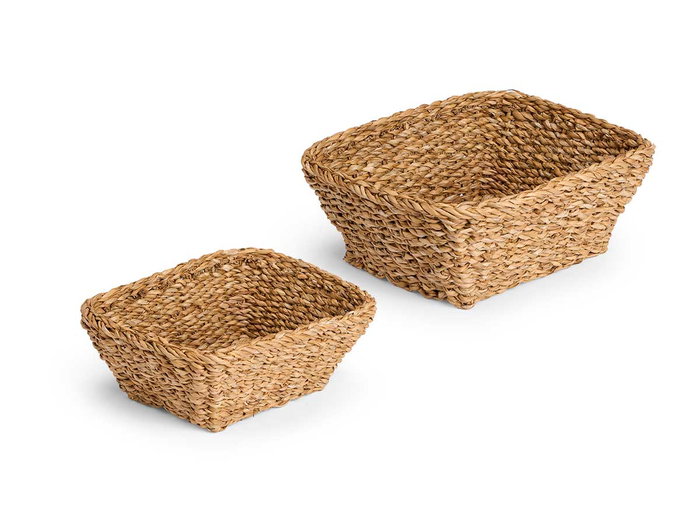 Giftdecor Set de 2 Cestos Rectangulares de Alga Marina, 28x24x10 cm y 24x20x8 cm, Color Marrón (Set de 12)