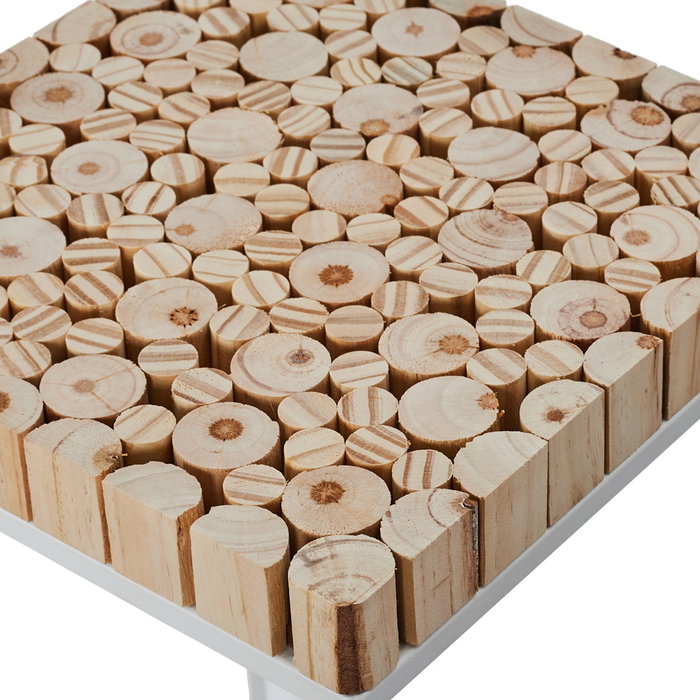 Home Deco Factory Juego de 2 Pedestales Natural Madera y Metal H90cm H75cm Home Deco Factory Juego de 2 Pedestales Natural Madera y Metal H90cm H75cm