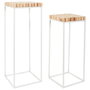 Home Deco Factory Juego de 2 Pedestales Natural Madera y Metal H90cm H75cm