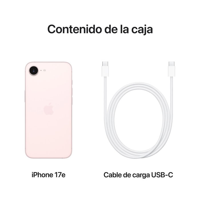 Apple iPhone 17e 512GB Smartphone 5G 6.1" Pantalla Super Retina XDR Rosa Palo Chip A19 Cámara Fusion 48MP Carga MagSafe iOS 26