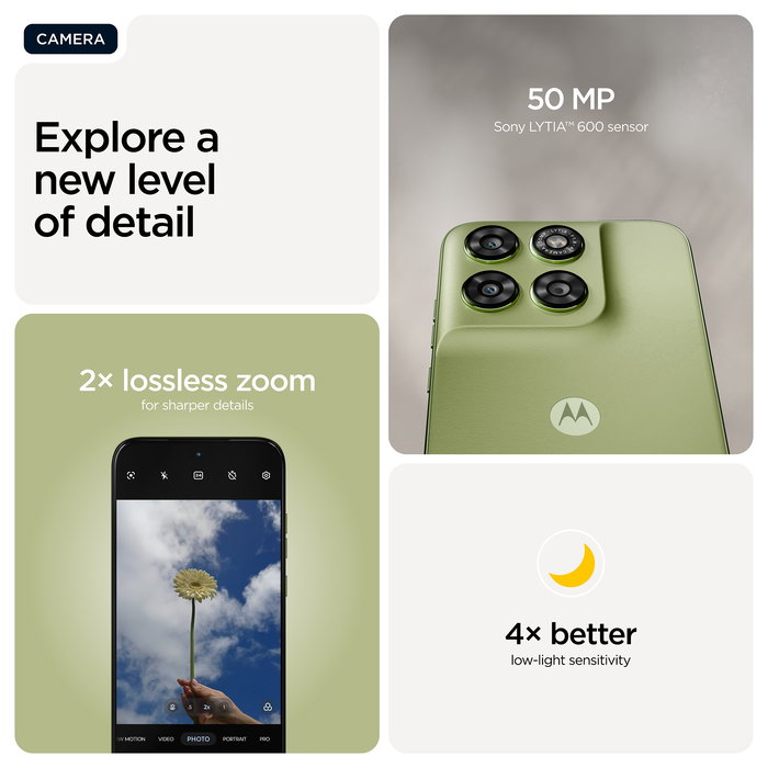 Motorola Moto G67 5G Smartphone 128GB 4GB RAM Dual SIM Pantalla 6.8" Extreme AMOLED 120Hz 50MP Cámara Android 16.0 Batería 5200mAh Resistente al Agua Color Verde