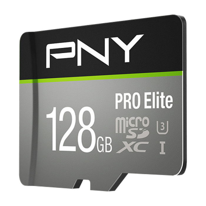 PNY PRO Elite MicroSDXC 128GB Tarjeta de Memoria, UHS-I, Clase 10, U3, Hasta 100MB/s de Lectura, con Adaptador SD