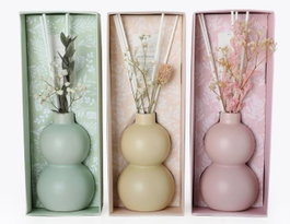 DKD Home Decor Ambientador Mikado Shabby Verde Marron Cerámica 100 ml 8 x 25.5 x 8 cm (6 Unidades)