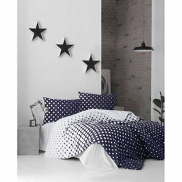 AUCUNE Juego de cama de 100% algodón reforzado, Azul, 220x240 cm
