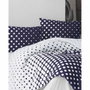 AUCUNE Juego de cama de 100% algodón reforzado, Azul, 220x240 cm