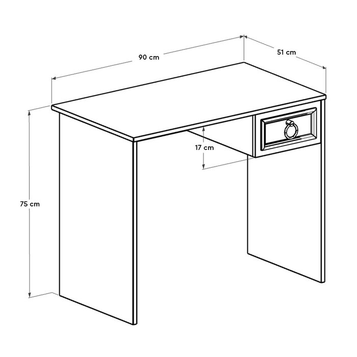 Hanah Home Mesa de Estudio Cms-1301-Bb-1 Blanca 90x75x51 cm con Cajón y Estantes Hanah Home Mesa de Estudio Cms-1301-Bb-1 Blanca 90x75x51 cm con Cajón y Estantes