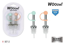 Wooow Set de 2 Tapones Vertedor con Tapón, 9.5 cm Ancho, 15.7 cm Largo, 2 cm Alto (24 Unidades)