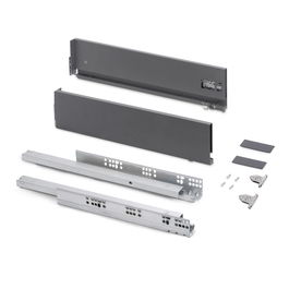 Emuca Cajón exterior Vertex con regulación 3D de altura 131mm, 40kg, espesor de tablero de 18mm, profundidad 400mm, Acero, Gris antracita