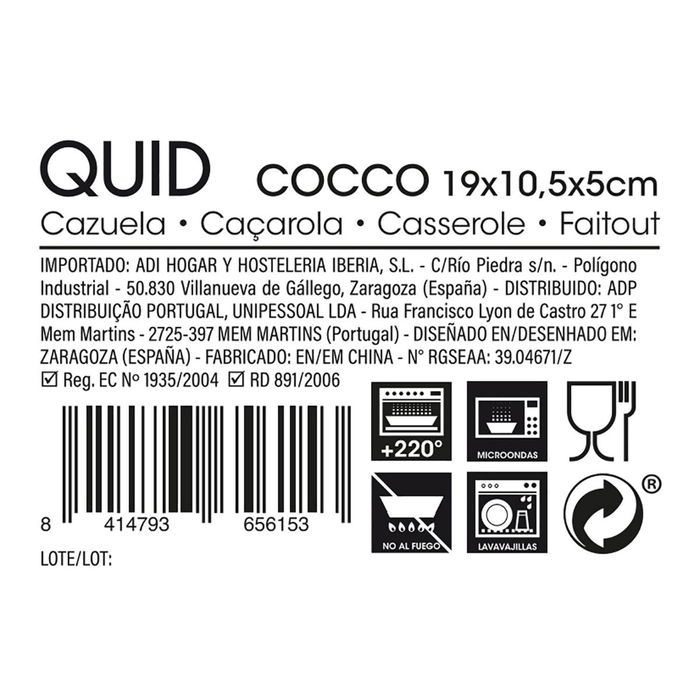 Cazuela Ovalada Gres Horno Cocco Quid 19x10,5x5 cm Cazuela Ovalada Gres Horno Cocco Quid 19x10,5x5 cm