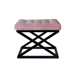 Atelier Del Sofa Pouf Negro Rosa 50x40x42 cm Tapizado Poliester Metal